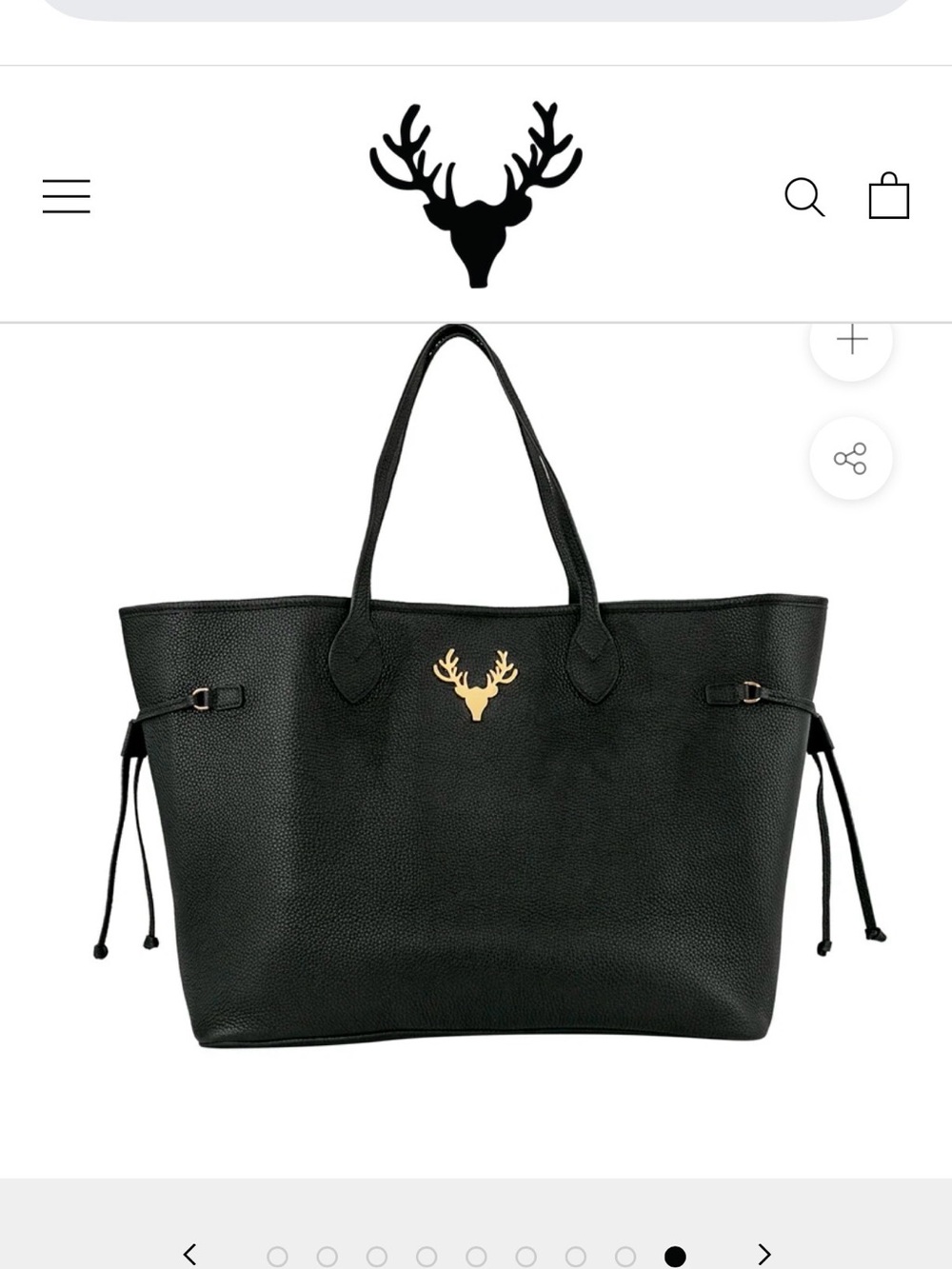 Black Women's Tote with Gold Stag Accent